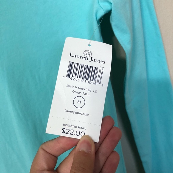 Lauren James Basic V-Neck Long Sleeve Tee—M - Picture 6 of 6